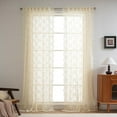 thumbnail image 2 of Beige Lace Curtains 63 Inch Length 2 Panels Set Vintage Victorian French Elegant Boho Scalloped Light Filtering Girls Room Drapes with Back Tab Rod Pocket, 50" Wide Each Panel, Oatmeal, 2 of 8