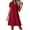 Wine, variant on TAGOLD Womens Short Sleeve V-Neck Knee-High Dress Zip Detail Solid Color Short Dress Summer Casual Wear