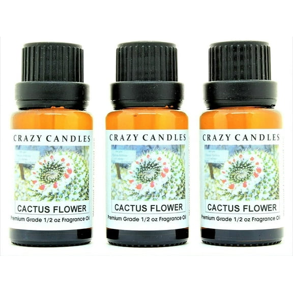 Crazy Candles Cactus Flower 3 Bottles 1/2 fl oz Each (15ml) Premium Grade Scented Fragrance Oil (Desert Blooming Wildflower) Made in USA