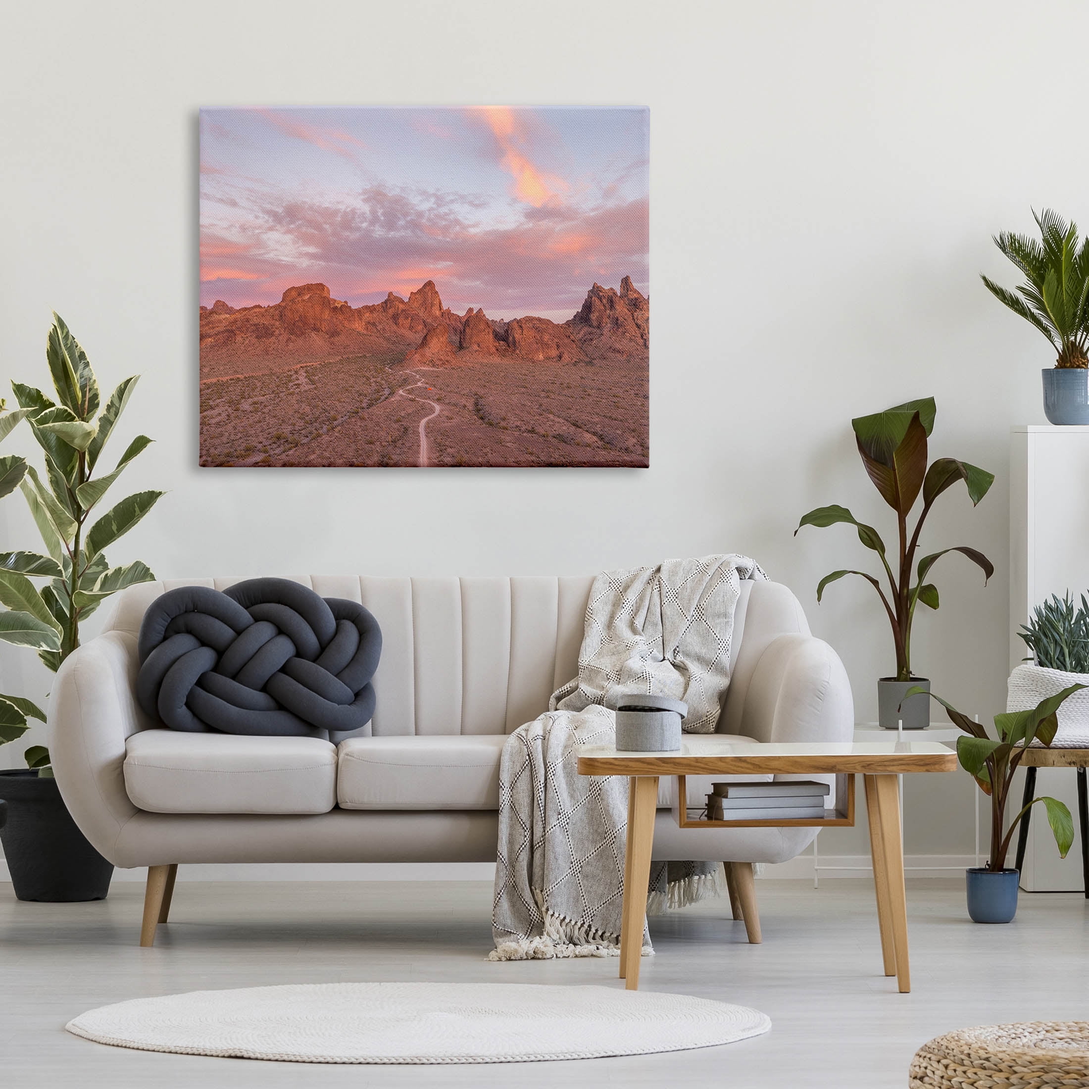 Vast Canyon Road Desert Scene Landscape Photograph Gallery Wrapped Canvas Print Wall Art