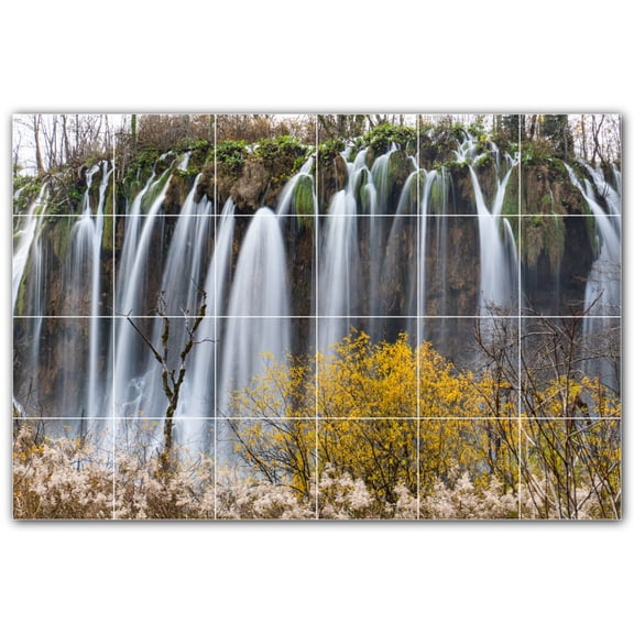 Picture-Tiles.com: Waterfalls Ceramic Tile Wall Mural WAL501094-64S. 25.5"W x 17"H using (24) 4.25" x 4.25" Ceramic Tiles-Satin Finish