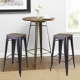 thumbnail image 6 of GIA Design Group 30 Inch Bar Height Backless Metal Stools with Wood Seat, Black, Set of 2, 6 of 7