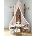 thumbnail image 1 of Dosel de cama con borde de encaje rosa, mosquitera de encaje, repelente de insectos, decoración de carpa de juego de princesas para niños para la habitación de los niños, 1 of 5