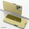 thumbnail image 2 of Compatible with iPhone 13 Case Clear View Window Electroplate Plating Flip Folding Stand Scratchproof Full Body Protective Flip Slim Rugged Anti-fall Phone Case for iPhone 13,Gold, 2 of 8