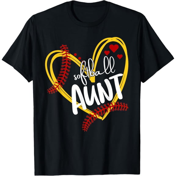 Simple Fit Softball Aunt, Auntie, Softball, Softball Heart T-Shirt All Size S-5Xl