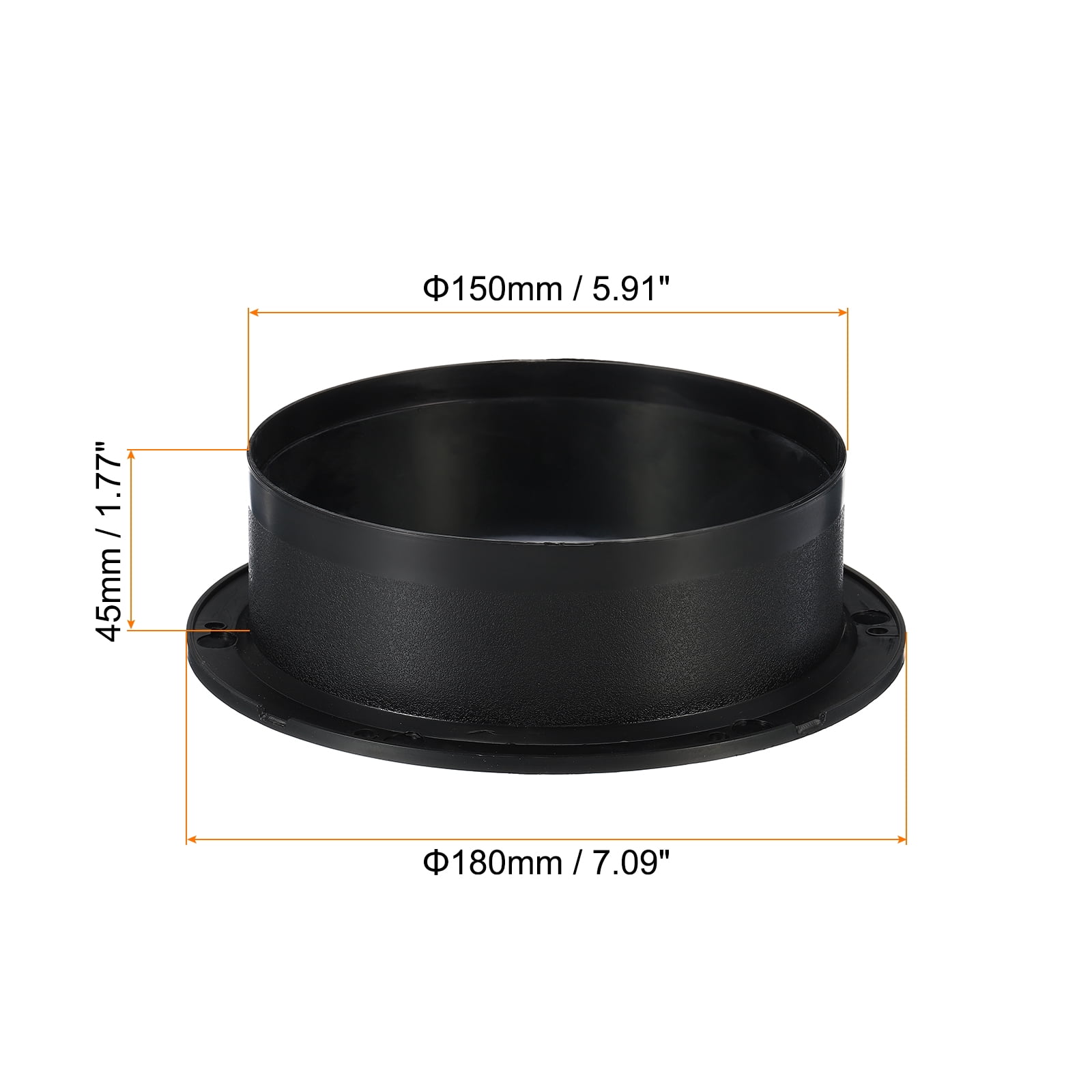 Uxcell 6" Duct Connector Flange ABS Ducting Airflow Tube Vent Connector Black