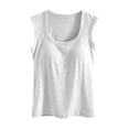 thumbnail image 4 of Square Neck Camisole Tank Top with Built In Bra Pads Wirefree Seamless Design Everyday Layering Vest Beaded Women Crop Cam, 4 of 6