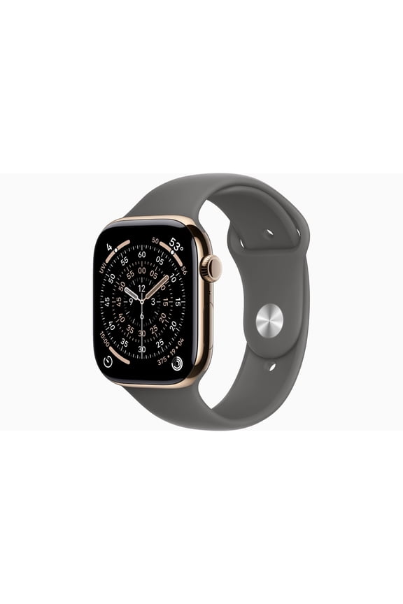 Restored Apple Watch Series 11 GPS + Cellular 46mm Gold Titanium Case with Stone Gray Sport Band (Refurbished)