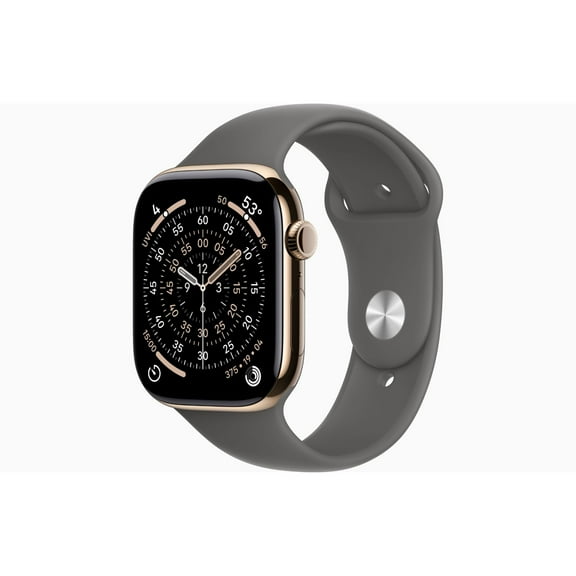 Restored Apple Watch Series 11 GPS Cellular 46mm Gold Titanium Case with Stone Gray Sport Band (Refurbished)