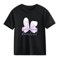 thumbnail image 4 of Spazoro Girls T-Shirts Tee, 100%Cotton Short Sleeve Cute Print Crew Neck Casual Tops for Kids Black Size 4, 4 of 6