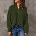thumbnail image 2 of Suéter de las mujeres Suéter Zip Up Cuello Alto Gota Hombro Mangas de Color Puro Señora Suéter de Punto para el Otoño Invierno, 2 of 6