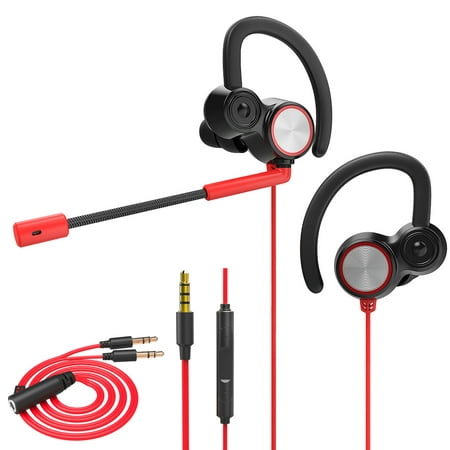 V6 3.5mm Gaming Headset In Ear Dynamic Dual Driver Earphone Stereo Music Headphone Noise Isolating with Detachable Microphone for Mobile Phone Laptop Desktop Computer