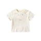 thumbnail image 2 of Blusas y camisas de manga corta con cuello redondo para niña, camiseta de verano con estampado de lazo, manga corta, top holgado y dulce de media manga para bebé, top de algodón para niña, 2 of 9