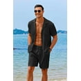 thumbnail image 3 of COOFANDY Men's 2 Pieces Shirt Sets Short Sleeve Casual Button Down Hippie T-Shirts Shorts Sets Summer Fashion Beach Outfits, 3 of 6
