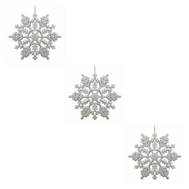 Yuarrent 12 piezas de decoración de copo de nieve de Navidad portátil para interior y exterior de oficina, decoración de dormitorio, fiesta, fiesta, Plata 3piezas Yuarrent CBP042903