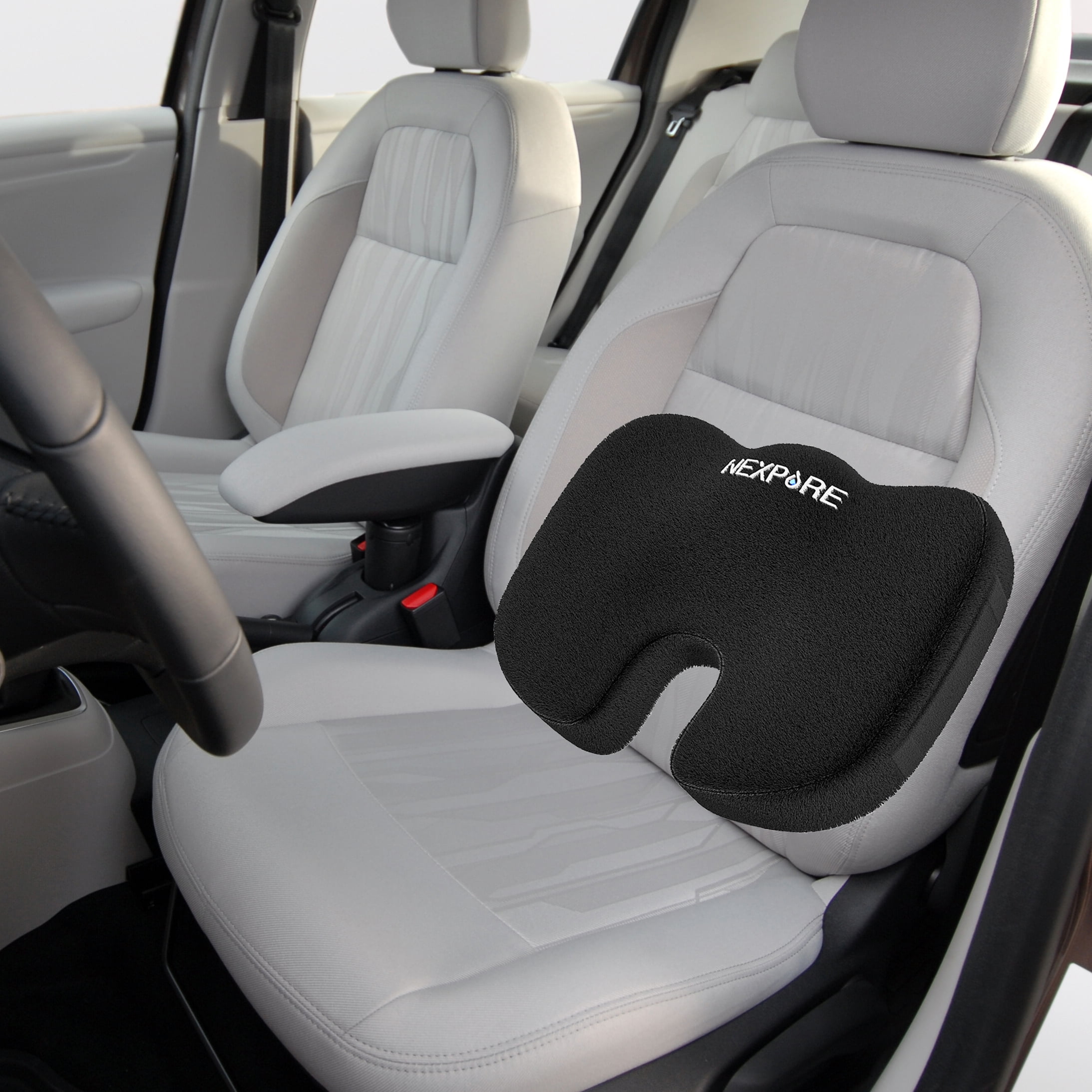 HealthMate Black Polyester Seat Cushion for Car - Provides Coccyx