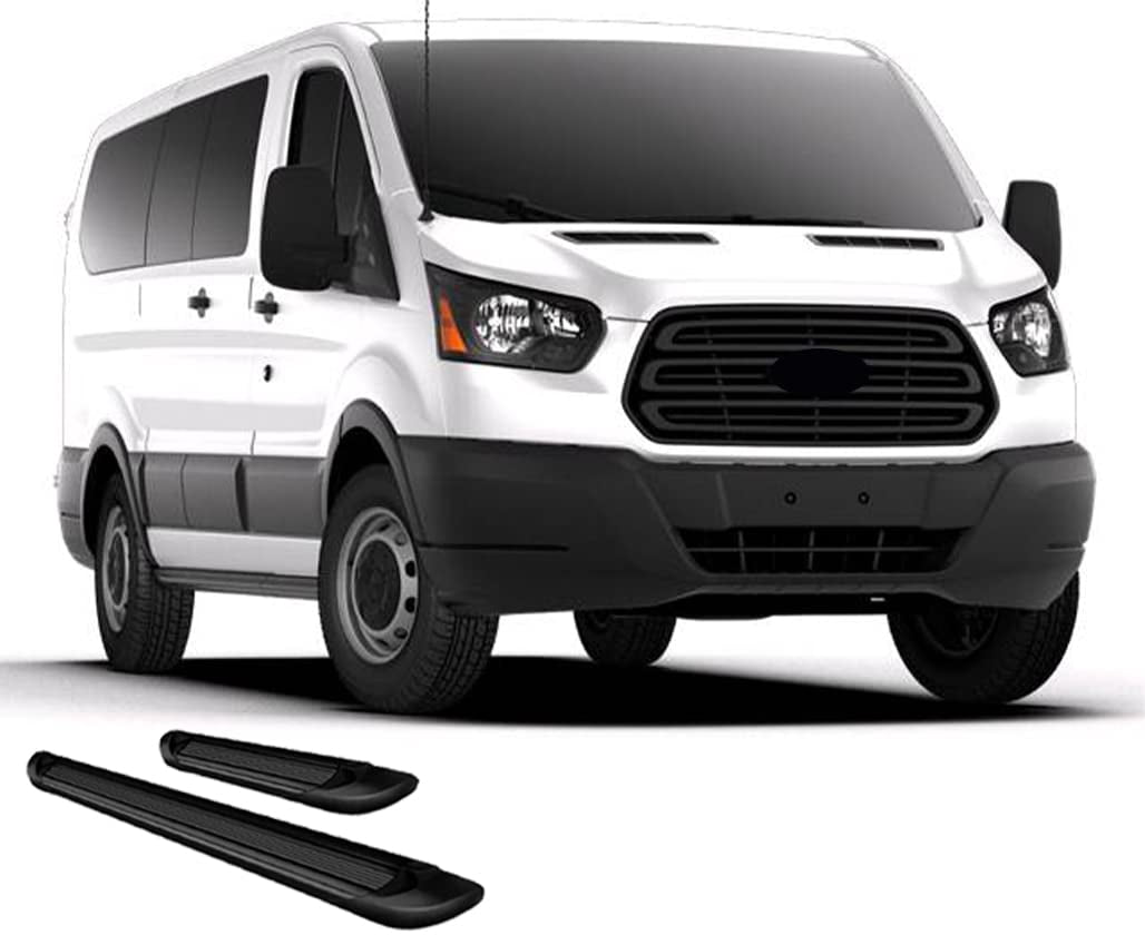 Black Horse Off Road Black Horse Black Aluminum Transporter Running Boards Compatible with 2015-2022 Ford Transit-150