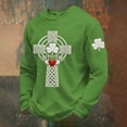 thumbnail image 2 of IWRICH Men's St Patrick's Day Shamrock Celtic Knot Cross Print Waffle Sweatshirt Shamrock Tops Light Green XL, 2 of 3