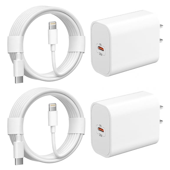 iPhone Charger - 2 Pack 20W PD USB C Wall Charger with 6ft Fast Charging Cable Compatible with iPhone 14/13/12/11 White