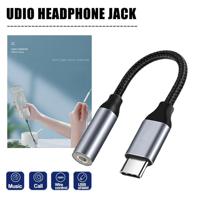 USB C to 3.5mm Aux Jack Audio Cable, Type C Adapter to 3.5mm Headphone  Stereo Cord Car Audio Converter with Mic and Volume Control for