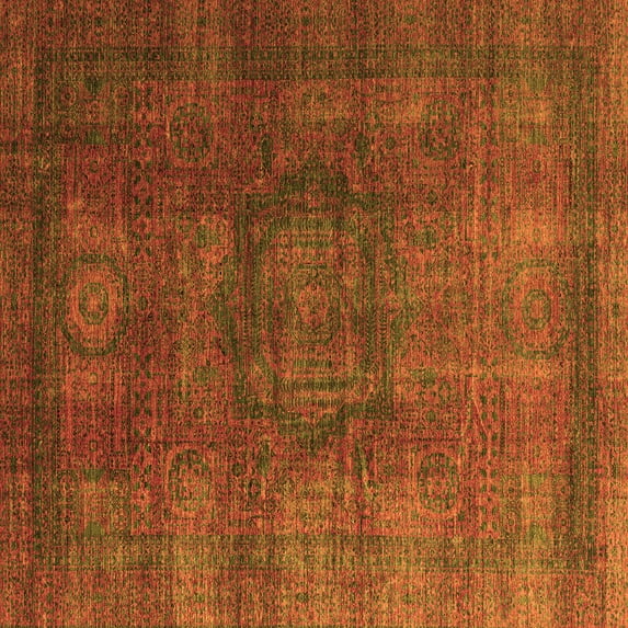 Ahgly Company Indoor Square Abstract Orange Modern Area Rugs, 7' Square