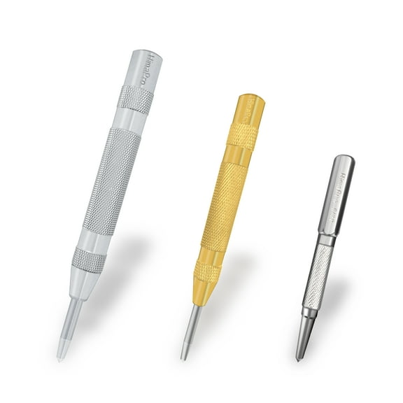 HimaPro Center Punch Set - 2 Automatic Center Punches (6 Inches and 5 Inches) with Spring loaded Adjustable Strokes and 1 Solid Center Punch (4 Inches)