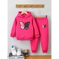 thumbnail image 2 of TiaoBug Kids Girls Hoodies Tracksuit Long Sleeve Sweatshirts with Jogger Sweatpants Set Hot Pink 2-3, 2 of 3