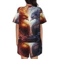 thumbnail image 6 of Fotbe Red And White Fire Bird Print Pajama Set for Women 2 Piece Loungewear Short Sleeve Tops and Shorts Set Soft Sleepwear-3X-Large, 6 of 7