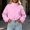 Pink, variant on Women's Cropped Stand Collar Zip-Up Jacket with Drawstring Hem Lightweight Casual Plus Size Coat