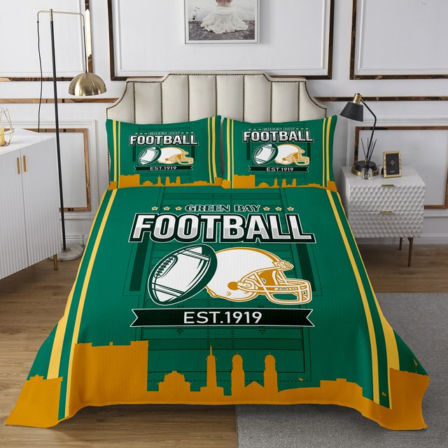 Erosebridal Rugby Coverlet Set King for Boys,Stripes Sport Bedding Set,Football Gaming Decor,3-Piece