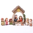 thumbnail image 3 of Moyic Belén Decoraciones navideñas Resina premium para regalo con luz LED Juego completo de estatuas de escena Decoración del hogar Multicolor, 3 of 6