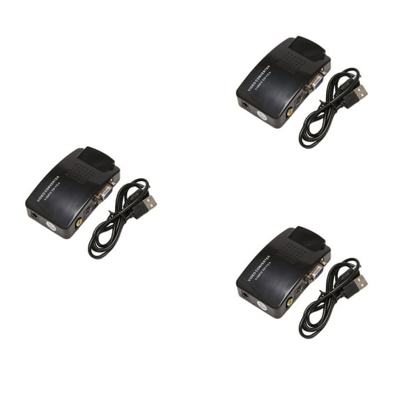 3X Adaptador AV Una VGA Convertidor RCA VGA PC RCA Compuesto S-Video Entrada AV Una PC VGA Salida LCD