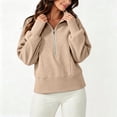 thumbnail image 4 of AloohaidyvioNo Boundaries Womens Half Zip Sweatshirt Soft Fleece Lined Long Sleeve Pullover, Fall Loose Casual Workout Lounge Quarter Zip Tops, 4 of 9