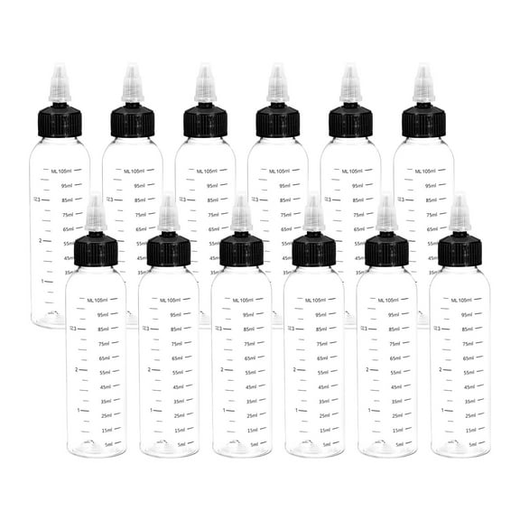 Uxcell 12 Pack 105ml/3.5oz Dispensing Bottles Plastic Squeeze Bottle Measurement for Liquid, Inks, Oils, Arts, Crafts