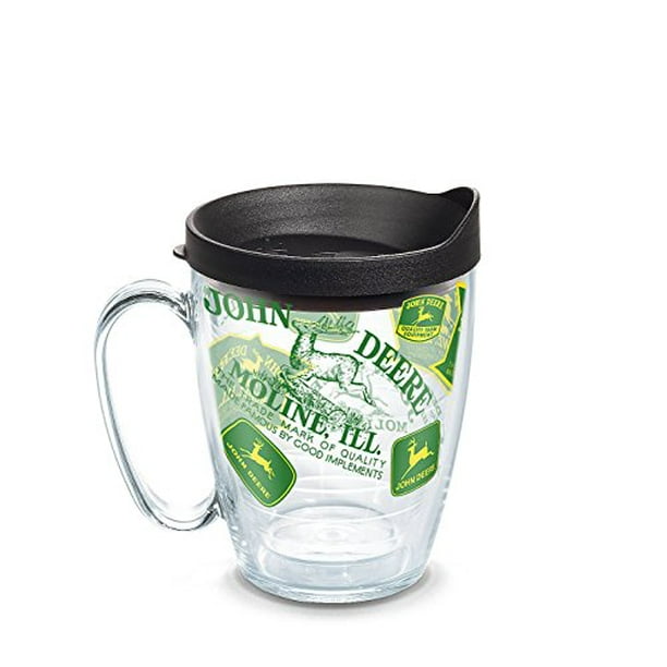 John Deere AllOver Wrap Coffee Mug with Trademarks and Lid 16 Oz