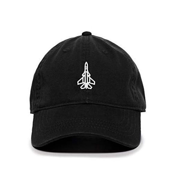 Tech Design Fighter Plane Baseball Cap Embroidered Cotton Adjustable Dad Hat Black