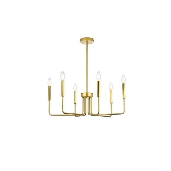 Living District Willa 6-Light Modern Metal Pendant Light in Brass