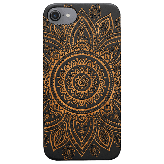 Floral Mandala 2 - Engraved Phone Model: iPhone 6/6S/7/8 Universal, Color: Black