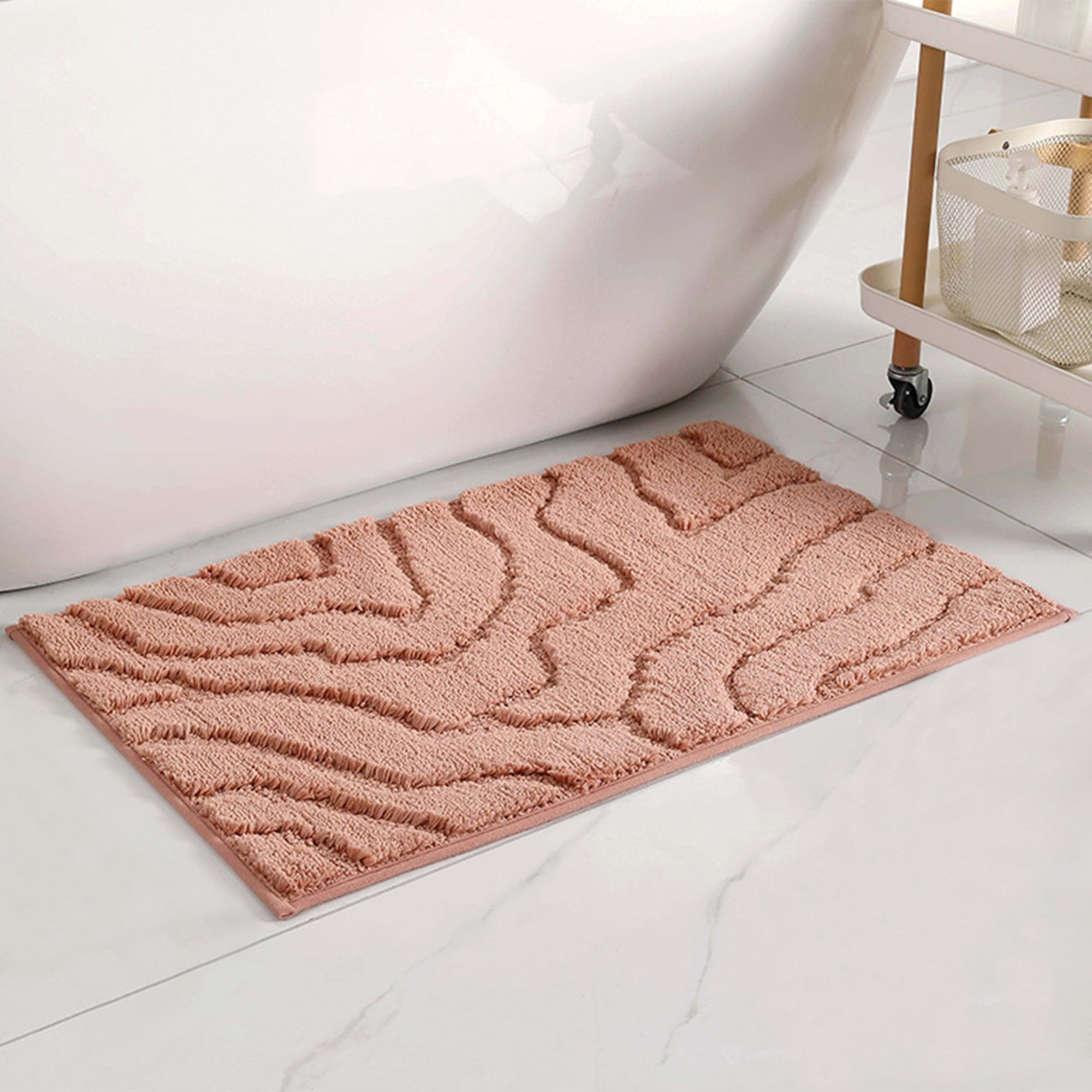 Unique Bargains Bath Rugs Non Slip Washable Soft Absorbent Mat Quick Dry Pink 20" x 32"