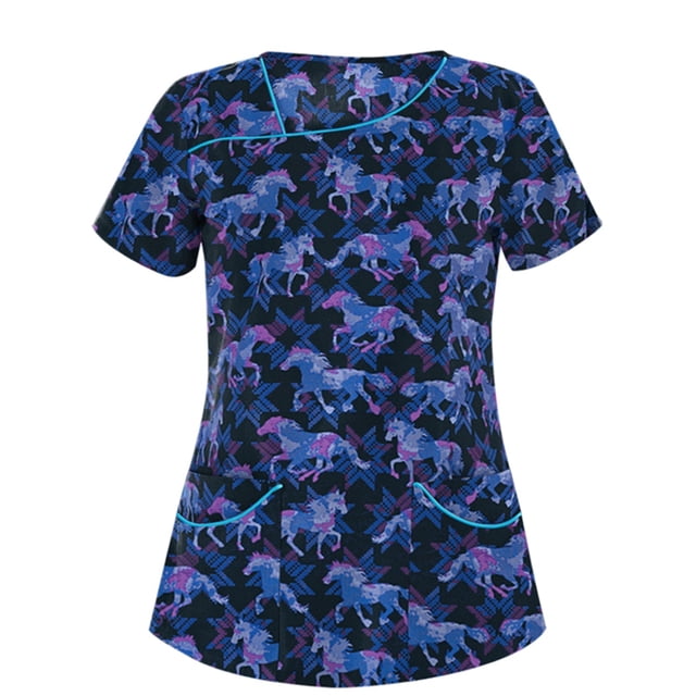 Danza sexy Las mujeres cimas de espuma casual espuma paisley impresión v cuello las cimas de enfermería del cuello de trabajo desgaste pullover suelto camisetas de ropa de vestir Danza sexy Casual suelto
