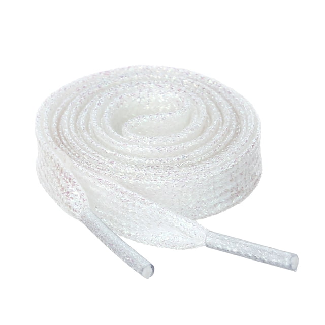 Cordones De Zapatos Brillo Metálico Brillante Cuerdas Planas Con Purpurina Para Zapatillas Blanco 130cm/51.18
