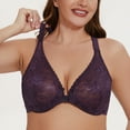 thumbnail image 6 of MELENECA Women's Plus Size Racerback Unlined Lace Underwire Front Closure Bra Purple 38G, 6 of 6