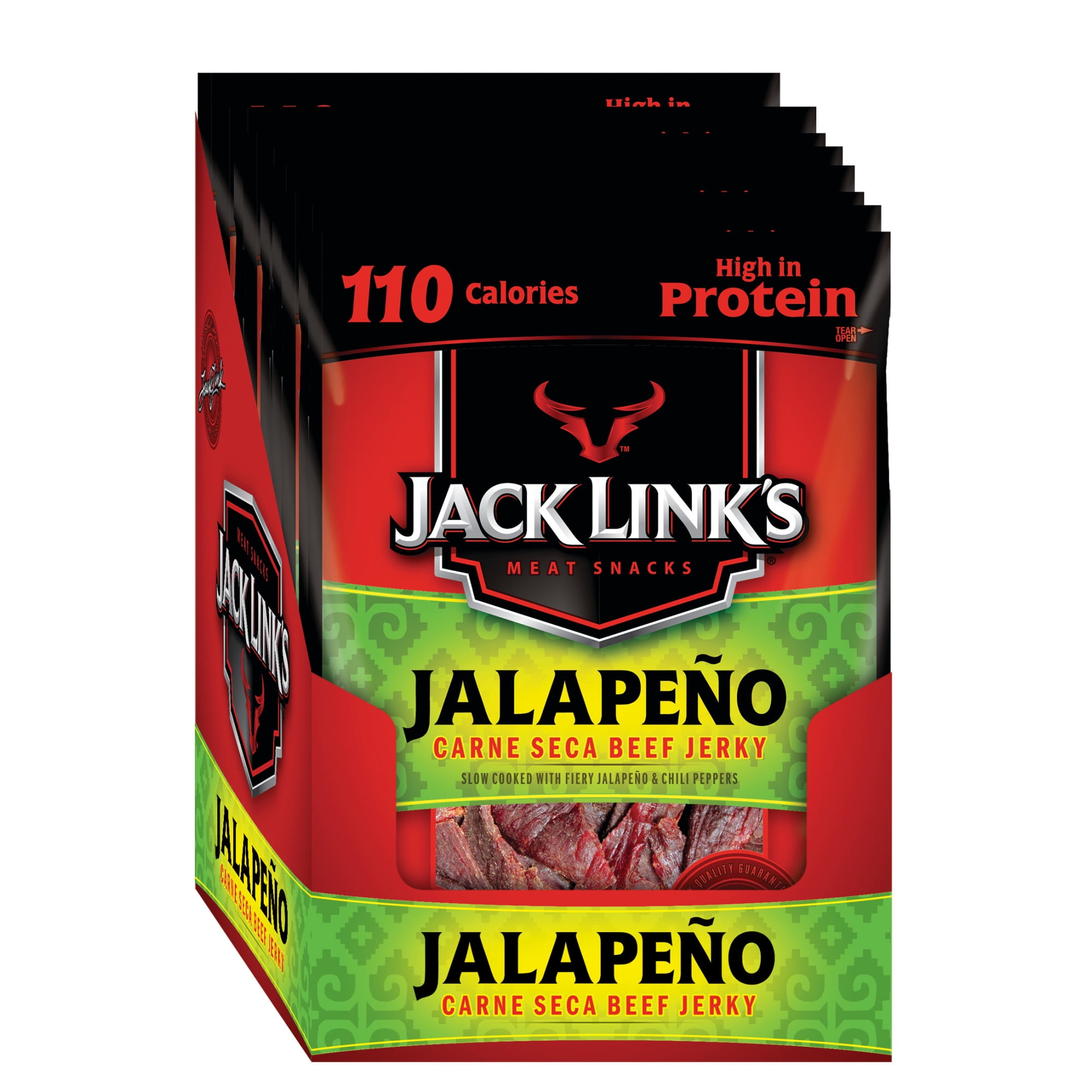 Jack Link's Beef Jerky, Jalapeno Carne Seca, 1.25oz, 10 CT