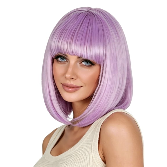 LOHXINHAIR Bob Wig Straight Shoulder Length Purple Hair for Women