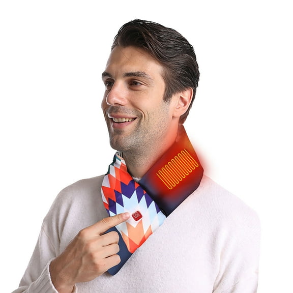 Idoravan Heated Scarf for Men Women Rechargeable ,Smart Charging Neck and Shoulder Winter Cold Protection and Warm Heating Men and Women Scarf Orange