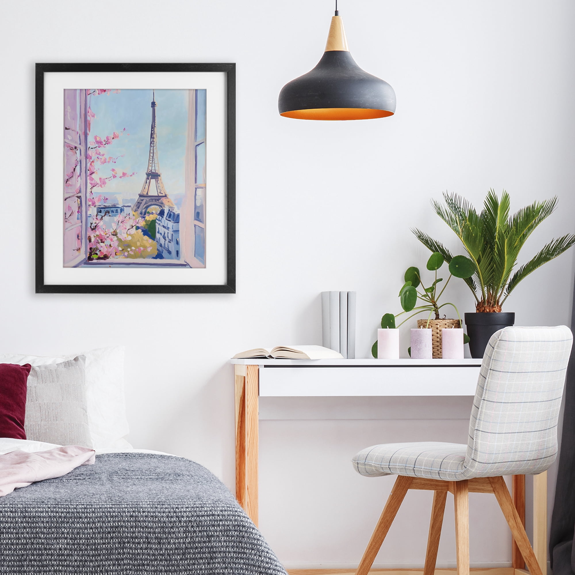 Stupell Industries Eiffel Tower View in Spring Black Framed Print Under Glass, design by The Prints Vibe