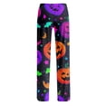 thumbnail image 6 of Halloween Pajama Pants for Women Funny Pumpkin Print Drawstring Stretch Comfy Sleep Pants, 6 of 6