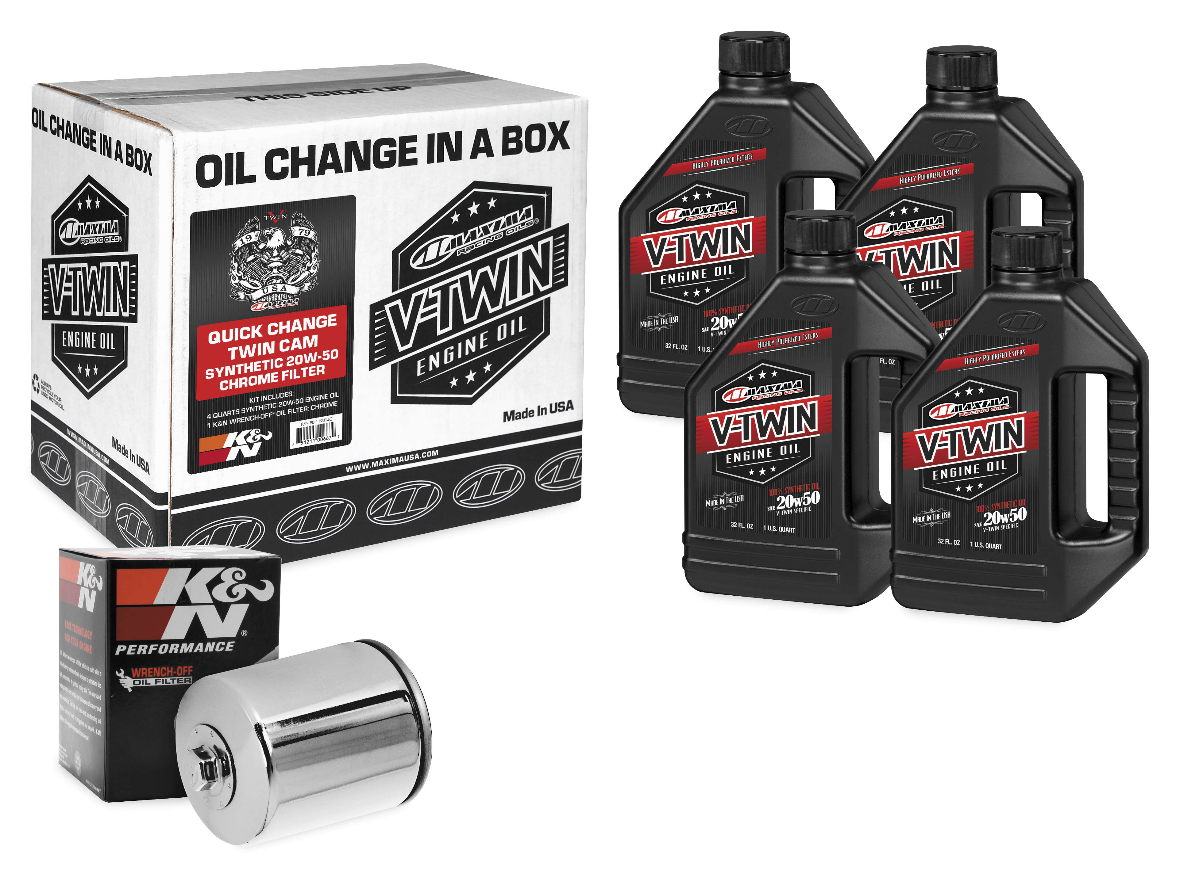 Maxima 90 119014c Quick Change Twin Cam Synthetic Oil Change Kit With Chrome Filter 20w50 Walmart Com Walmart Com