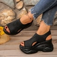 thumbnail image 4 of Rokment Womens Platform Wedges Walking Running Sandals Breathable Comfortable Mesh Hollow out Height Increasing Chunky High Heels Athletic Work Nursing Summer Shoes Black Size 7, 4 of 7