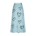 thumbnail image 5 of SMihono Deals Women's Long Skirt Cute Heart Print High Waist Skirt Flared Midi Skirt with Pockets Vacation Casual A-Line Skirt Sky Blue 4, 5 of 5